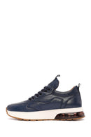 Men's Navy Blue Lace-up Thick-Sole Leather Sneaker | Derimod Men's Navy Blue Lace-up Thick-Sole Leather Sneaker | Derimod