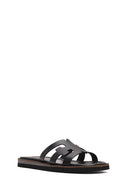 Women's Black Leather Slippers | Derimod Women's Black Leather Slippers | Derimod