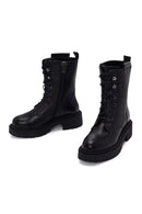 Women's Black Zippered Leather Boots | Derimod Women's Black Zippered Leather Boots | Derimod