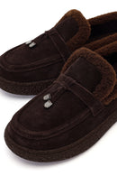 Woman Brown Buckled Thick-Soled Suede Teddy Loafer | Derimod Woman Brown Buckled Thick-Soled Suede Teddy Loafer | Derimod