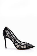Women's Stone Detailed Lace Leather Stiletto | Derimod Women's Stone Detailed Lace Leather Stiletto | Derimod