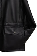 Salah Men's Black Shirt Collar Leather Jacket | Derimod Salah Men's Black Shirt Collar Leather Jacket | Derimod