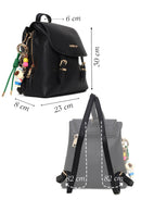 Woman Black Backpack with Accessories | Derimod Woman Black Backpack with Accessories | Derimod