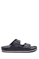 Men's Leather Double Buckle Slippers | Derimod Men's Leather Double Buckle Slippers | Derimod