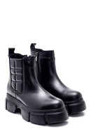 Women's Black Leather Thick Soled Boots | Derimod Women's Black Leather Thick Soled Boots | Derimod