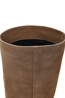 Women's Beige Thin Heeled Suede Leather Boot | Derimod Women's Beige Thin Heeled Suede Leather Boot | Derimod