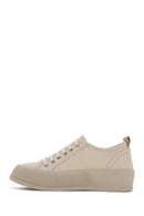 Kadın Bej Deri Kalın Tabanlı Sneaker | Derimod Kadın Bej Deri Kalın Tabanlı Sneaker | Derimod