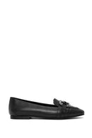 Women's Black Buckle Detailed Leather Ballerinas | Derimod Women's Black Buckle Detailed Leather Ballerinas | Derimod