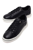 Erkek Siyah Bağcıklı Deri Sneaker | Derimod Erkek Siyah Bağcıklı Deri Sneaker | Derimod