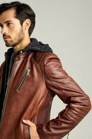 Lebron Men's Leather Jacket | Derimod Lebron Men's Leather Jacket | Derimod