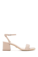 Women's Beige Ankle Strap Chunky Heel Sandals | Derimod Women's Beige Ankle Strap Chunky Heel Sandals | Derimod