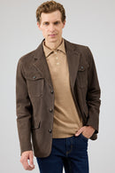 Sacramento Men's Brown Nubuck Leather Jacket | Derimod Sacramento Men's Brown Nubuck Leather Jacket | Derimod