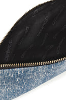 Women's Blue Long Chain Strap Jean Fabric Clutch Bag | Derimod Women's Blue Long Chain Strap Jean Fabric Clutch Bag | Derimod