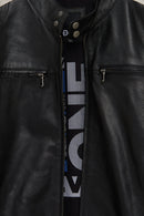 Middleton Men's Black Slim-Fit Short Leather Jacket | Derimod Middleton Men's Black Slim-Fit Short Leather Jacket | Derimod