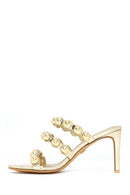 Woman Gold High Thin-Heeled Slipper | Derimod Woman Gold High Thin-Heeled Slipper | Derimod
