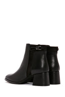 Women's Black Zipper Heeled Leather Boots | Derimod Women's Black Zipper Heeled Leather Boots | Derimod