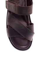 Men's Brown Nubuck Leather Sandals | Derimod Men's Brown Nubuck Leather Sandals | Derimod