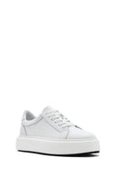Men's White Lace-up Thick-Sole Leather Sneaker | Derimod Men's White Lace-up Thick-Sole Leather Sneaker | Derimod