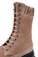 Women's Pink Suede Leather Zippered Boots | Derimod Women's Pink Suede Leather Zippered Boots | Derimod