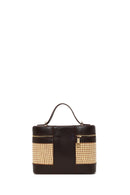 Woman Brown Long-Strap Printed Mini Box Crossbody Bag | Derimod Woman Brown Long-Strap Printed Mini Box Crossbody Bag | Derimod