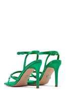 Women's Green Ankle Strap Thin Heel Sandals | Derimod Women's Green Ankle Strap Thin Heel Sandals | Derimod