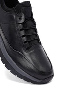 Erkek Siyah Bağcıklı Deri Sneaker | Derimod Erkek Siyah Bağcıklı Deri Sneaker | Derimod
