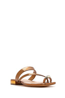 Women's Bronze Stone Metallic Slippers | Derimod Women's Bronze Stone Metallic Slippers | Derimod