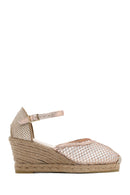 Women's Gold Ankle Buckle Wedge Heel Espadrille Sandals | Derimod Women's Gold Ankle Buckle Wedge Heel Espadrille Sandals | Derimod