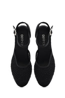 Women's Black Ankle Buckle Wedge Heel Espadrille Sandals | Derimod Women's Black Ankle Buckle Wedge Heel Espadrille Sandals | Derimod