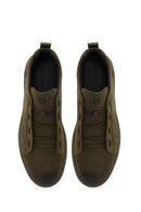 Male Khaki Lace-up Nubuck Leather Sneaker | Derimod Male Khaki Lace-up Nubuck Leather Sneaker | Derimod
