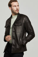 Moreno Men's Black Sports Blazer Leather Jacket | Derimod Moreno Men's Black Sports Blazer Leather Jacket | Derimod