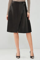 Mia Women's Black Leather Skirt | Derimod Mia Women's Black Leather Skirt | Derimod