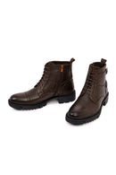 Male Brown Zip Closure Thick-Soled Leather Combat Boots | Derimod Male Brown Zip Closure Thick-Soled Leather Combat Boots | Derimod