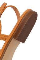 Woman Tan Ankle-Buckle Toe-Post Embellished Sandal | Derimod Woman Tan Ankle-Buckle Toe-Post Embellished Sandal | Derimod