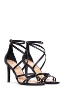 Women's Black Leather Heeled Sandals | Derimod Women's Black Leather Heeled Sandals | Derimod