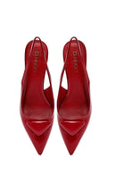 Women's Red Slingback Thin Heel Leather Shoes | Derimod Women's Red Slingback Thin Heel Leather Shoes | Derimod