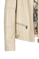 Donna Women's Beige Short Leather Jacket | Derimod Donna Women's Beige Short Leather Jacket | Derimod