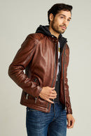 Lebron Men's Leather Jacket | Derimod Lebron Men's Leather Jacket | Derimod