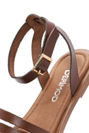 Women's Brown Ankle-Strap Leather Bodrum Sandals | Derimod Women's Brown Ankle-Strap Leather Bodrum Sandals | Derimod