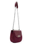 Woman Burgundy Chain Strap Printed Shoulder Bag | Derimod Woman Burgundy Chain Strap Printed Shoulder Bag | Derimod