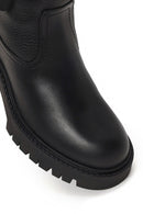 Woman Black Zip Closure Chunky-heeled Leather Boots | Derimod Woman Black Zip Closure Chunky-heeled Leather Boots | Derimod