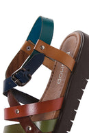 Women's Multicolored Ankle Strap Leather Bodrum Sandals | Derimod Women's Multicolored Ankle Strap Leather Bodrum Sandals | Derimod
