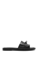 Women's Black Buckle Leather Slippers | Derimod Women's Black Buckle Leather Slippers | Derimod