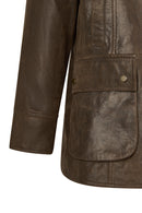 Gateaway Woman Brown Leather Coat | Derimod Gateaway Woman Brown Leather Coat | Derimod