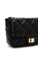 Women's Black Long Strap Quilted Crossbody Bag | Derimod Women's Black Long Strap Quilted Crossbody Bag | Derimod