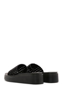 Women's Black Thick Soled Stone Slippers | Derimod Women's Black Thick Soled Stone Slippers | Derimod