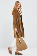 Sardinia Women's Camel Suede Leather Trench Coat | Derimod Sardinia Women's Camel Suede Leather Trench Coat | Derimod
