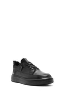 Erkek Siyah Bağcıklı Deri Sneaker | Derimod Erkek Siyah Bağcıklı Deri Sneaker | Derimod