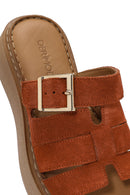 Women's Cinnamon Thick Soled Suede Leather Comfort Slippers | Derimod Women's Cinnamon Thick Soled Suede Leather Comfort Slippers | Derimod