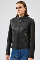 Weekend Women's Brown Vintage Leather Jacket | Derimod Weekend Women's Brown Vintage Leather Jacket | Derimod
